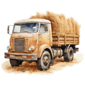 10 Vintage Truck Clipart, Rustic Truck, Printable Watercolor clipart, High Quality JPG, Digital download, Paper craft, junk journal