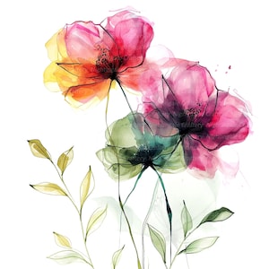 12 cliparts de fleurs diverses, impression de fleurs, clipart aquarelle imprimable, fichiers JPG de haute qualité, téléchargement numérique, créations en papier, journaux indésirables