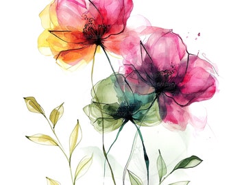12 verschillende bloemen clipart, bloemen print, afdrukbare aquarel clipart, hoge kwaliteit png/jpg's, digitale download, papier ambacht, junk tijdschriften