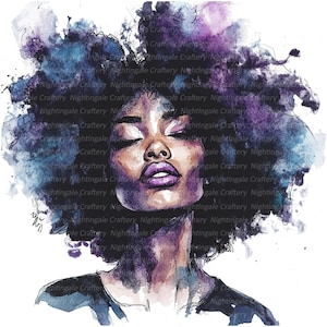 10 cliparts coupe de cheveux femme noire, coiffure, clipart aquarelle imprimable, fichiers JPG de haute qualité, téléchargement numérique, créations en papier, journaux indésirables