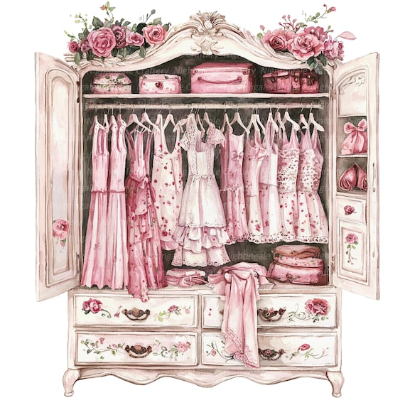 【クーポン対象外】 Clipart, Wardrobe Chic Shabby 10 Floral Printable Dress, トップス