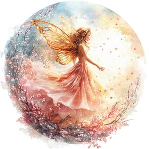 10 clipart fée florale, clipart fée de printemps, clipart aquarelle imprimable, JPG/PNG de haute qualité, téléchargement numérique, créations en papier, journaux intimes