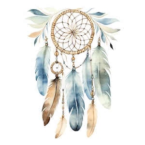 16 adorables cliparts attrape-rêves, clipart aquarelle imprimable, fichiers JPG de haute qualité, téléchargement numérique, créations en papier, journaux indésirables