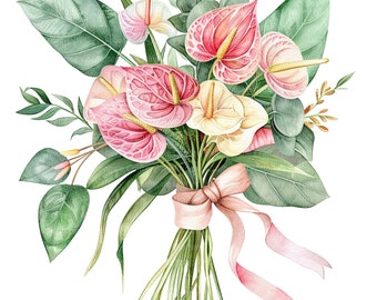 10 Floral bouquet Clipart, Wedding flowers, Printable Watercolor clipart, High Quality JPGs, Digital download, Paper craft, junk journals