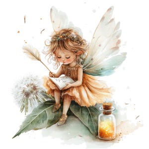8 Clipart di fate e barattoli, Clipart di lettere di fate, Clipart di acquerelli stampabili, PNG di alta qualità, Download digitale, Lavoretti di carta, diari spazzatura