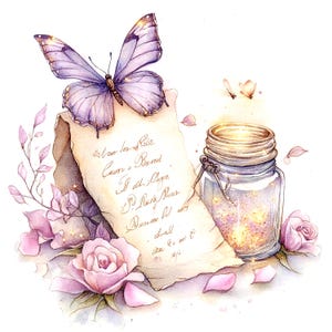 8 clipart de letras românticas, cartão romântico, pergaminho vintage, JPGs de alta qualidade, clipart de aquarela para impressão, download digital, artesanato em papel