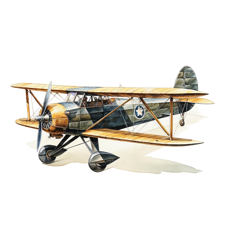 9 imágenes prediseñadas de aviones antiguos, imágenes prediseñadas de acuarela imprimibles, archivos JPG de alta calidad, descarga digital, manualidades de papel, diario basura imagen 9