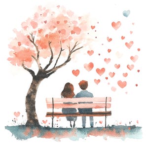 8 imágenes prediseñadas de pareja enamorada, tarjeta de pareja romántica, imágenes prediseñadas de acuarela imprimibles, archivos JPG de alta calidad, descarga digital, manualidades de papel, diarios basura