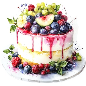 10 Clipart de bolo de aniversário, Clipart de bolo saboroso, Clipart de aquarela para impressão, JPGs de alta qualidade, Download digital, Artesanato em papel, diários de lixo