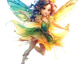 12 Flying Fairy Clipart, Fantasy Fairy Clipart, Printable Watercolor clipart, High Quality JPGs, Digital download, Paper craft, junk journal