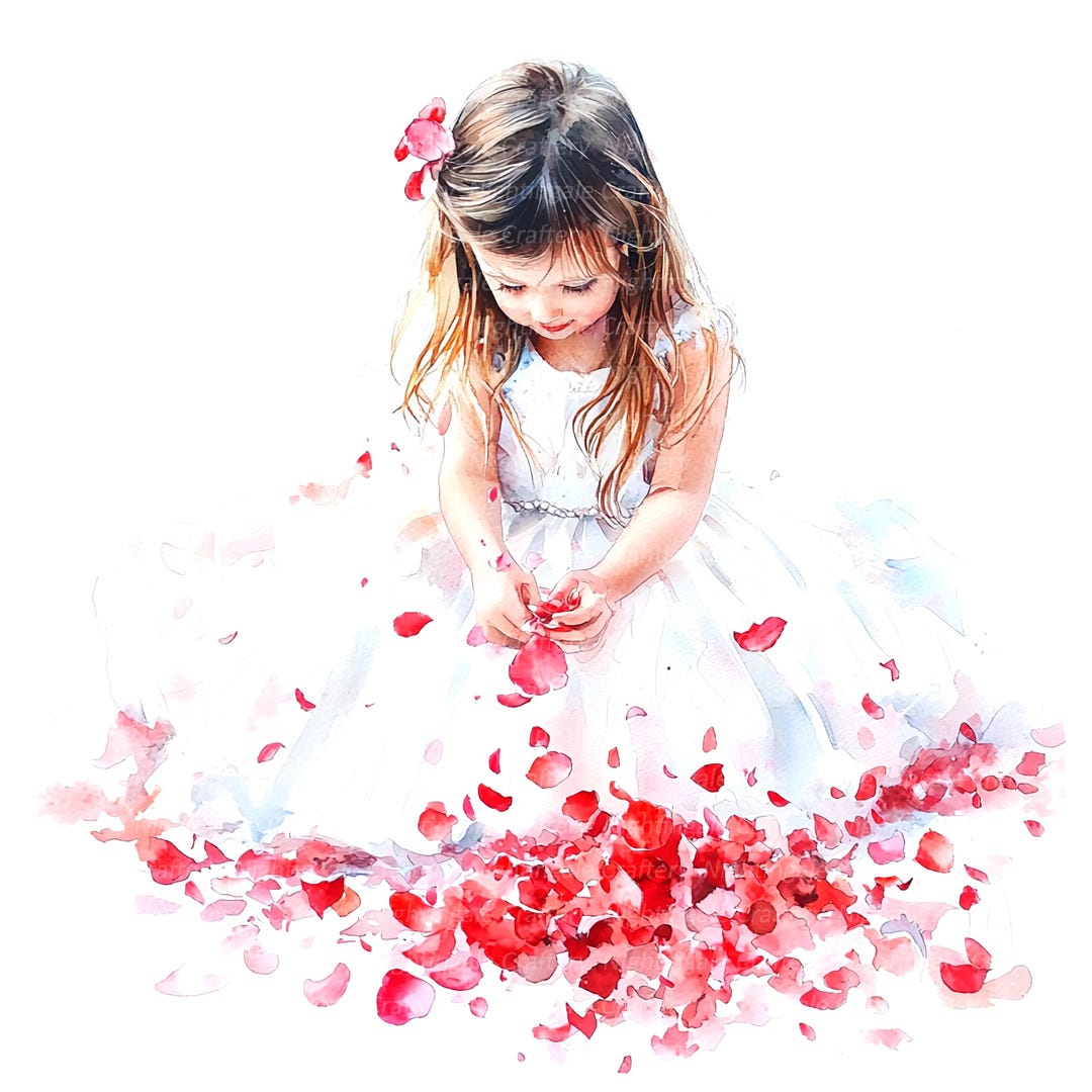 10 Wedding Flower Girl Clipart, Wedding Clipart, Printable Watercolor ...