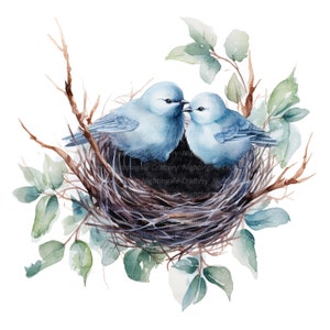 8 Floral Bird Nest Clipart, Decorative Nest, Printable Watercolor clipart, High Quality JPGs, Digital download, Paper craft, junk journals image 5