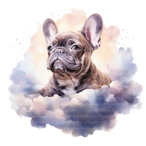 9 French Bulldog Memoriam Clipart, In Memoriam, Printable Watercolor clipart, High Quality JPGs, Digital download, Paper craft