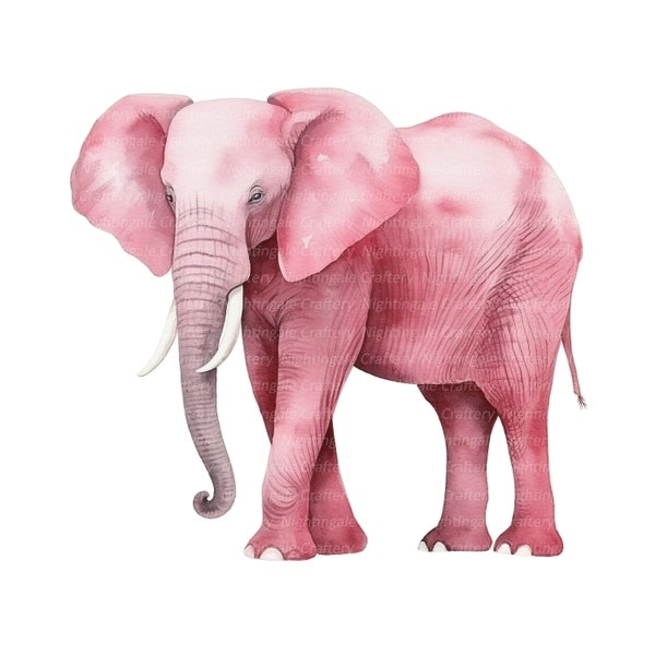 10 Pink Elephant Clipart, Watercolor Elephant, Printable Watercolor clipart, High Quality JPGs, Digital download, Paper crafts, journaling