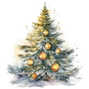 20 Christmas Tree Clipart, Christmas Clipart, Printable Watercolor clipart, High Quality JPGs, Digital download, Paper craft, junk journals