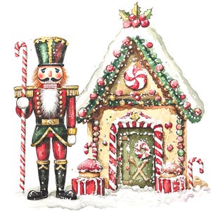12 Clipart de quebra-nozes de Natal, Pão de gengibre, Clipart de aquarela para impressão, JPGs de alta qualidade, Download digital, Artesanato em papel, diários de lixo