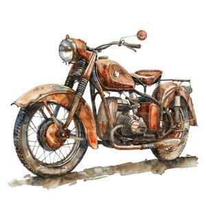 10 cliparts moto rétro, moto vintage, clipart aquarelle imprimable, fichiers JPG de haute qualité, téléchargement numérique, créations en papier, journal