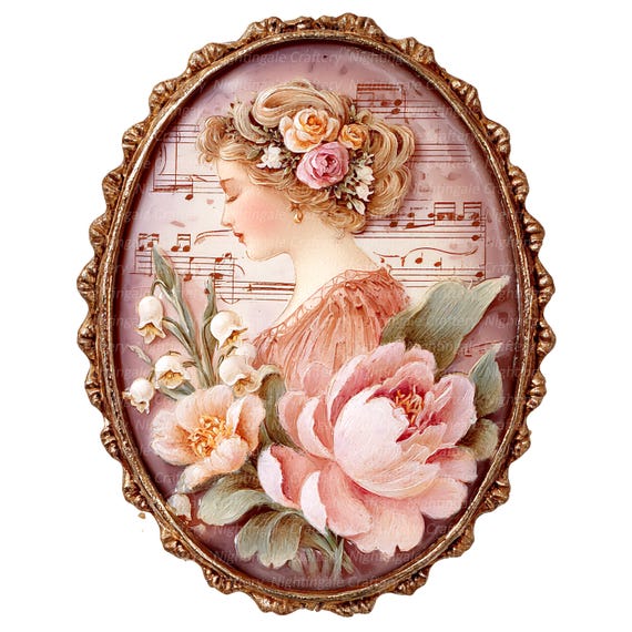 HO-HO ローズオニールのデザイン vintage CAMEO ソフビ14cm 14 Victorian Cameo Clipart, Floral Brooch Digital Clipart
