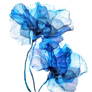 8 Clipart di fiori blu astratti, stampa di fiori, clipart di acquerelli stampabili, PNG di alta qualità, download digitale, artigianato di carta, diario spazzatura