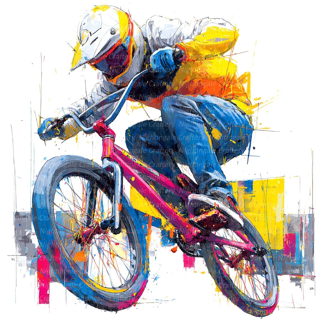 8 BMX Clipart, BMX Art, Bmx Graffiti, Printable Watercolor Clipart