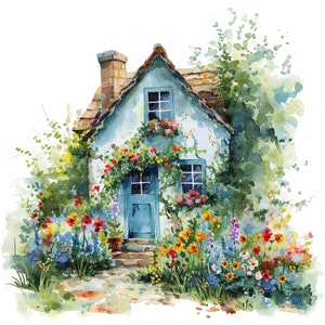 14 cliparts de jardin floral, art de jardin de cottage, clipart aquarelle imprimable, fichiers JPG de haute qualité, téléchargement numérique, créations en papier, journaux indésirables