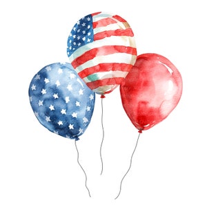 10 PNG USA Flagge Ballon Clipart, USA Flagge Clipart, druckbare Aquarell Clipart, transparente PNGs, digitaler Download, Papiermodelle, Journaling