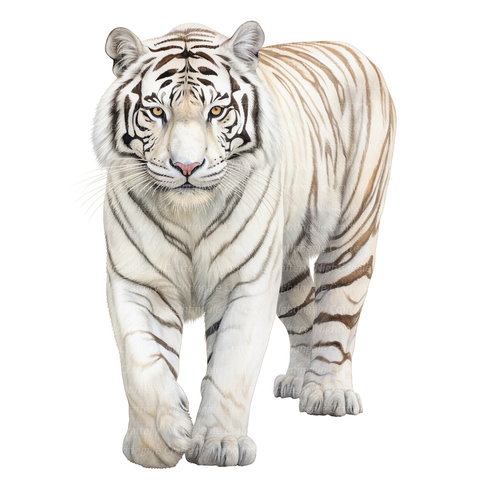 10 White Tiger Clipart, Watercolor Tiger, Printable Watercolor Clipart