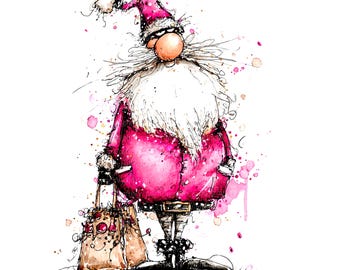 8 Whimsical Santa Claus Clipart, Printable Watercolor clipart, High Quality JPGs, Digital download, Paper craft, junk journal