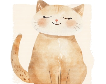 10 Cartoon Cat Clipart, Nursery Cat, Kitten, Printable Watercolor clipart, High Quality PNGs, Digital download, Paper craft, junk journals