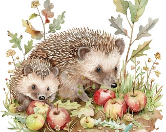 12 Hedgehog Family Clipart, Hedgehog Clipart, Printable Watercolor clipart, High Quality JPGs, Digital download, Paper craft, junk journals