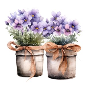 14 Rustic Flower Pots Clipart, Rustic Pots, Printable Watercolor clipart, High Quality JPGs, Digital download, Paper craft, junk journals image 8