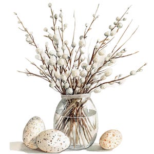 10 Frühling Weide Vase Clipart, Ostern Clipart, druckbare Aquarell Clipart, hochwertige PNGs, digitaler Download, Papiermodell, Junk Journals