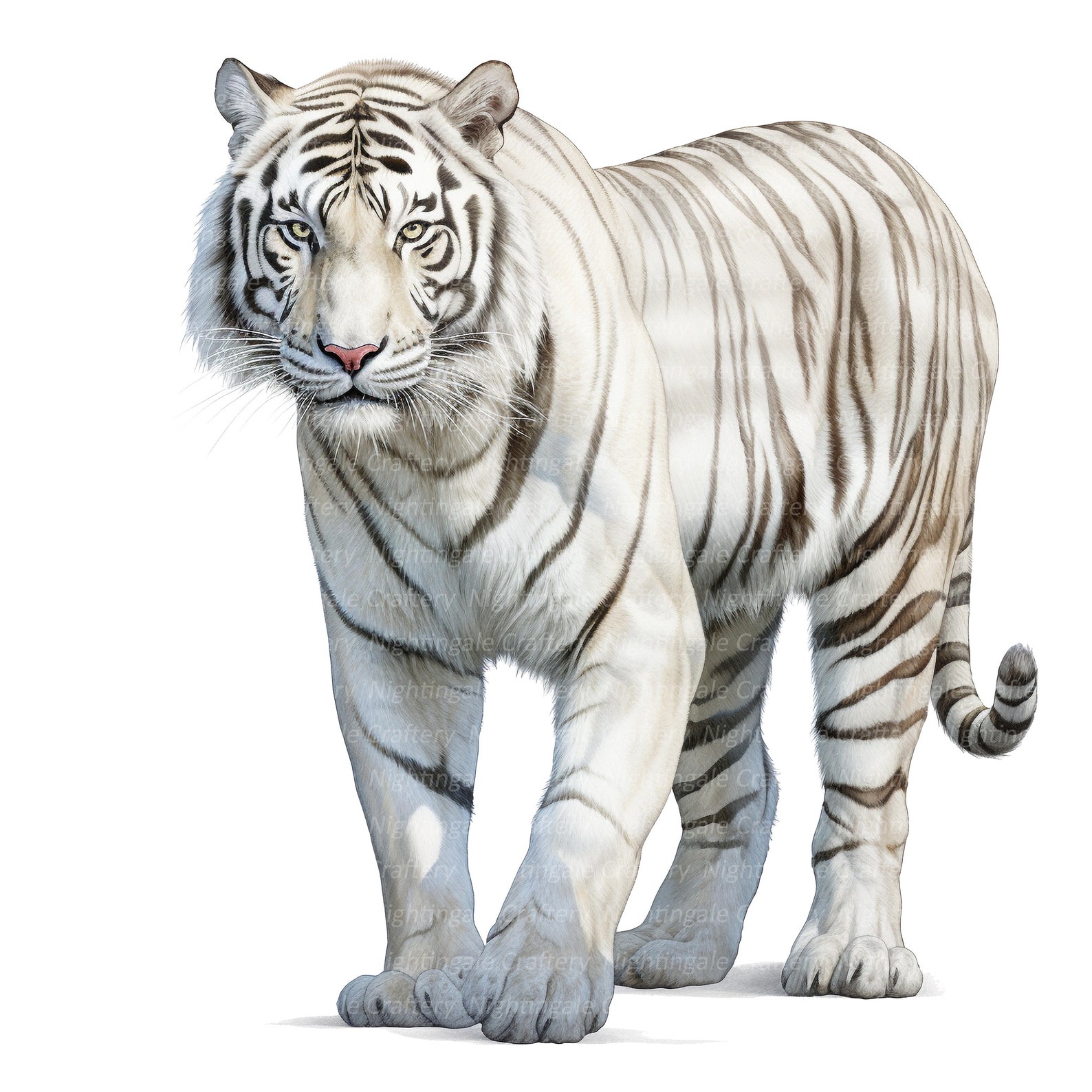 10 White Tiger Clipart, Watercolor Tiger, Printable Watercolor Clipart ...