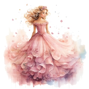 8 cliparts princesse fée, petite princesse, clipart aquarelle imprimable, JPG de haute qualité, téléchargement numérique, journal des déchets créatifs en papier