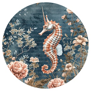 10 Floral Seahorse Clipart, Vintage Seahorse, Printable Watercolor clipart, High Quality JPGs, Digital download, Paper craft, junk journals