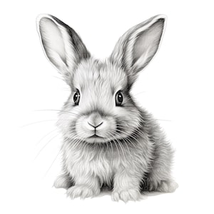 12 Hase schwarz weiß Clipart, Line Art Clipart, druckbare Aquarell Clipart, hochwertige JPGs, digitaler Download, Papiermodell, Junk Journal