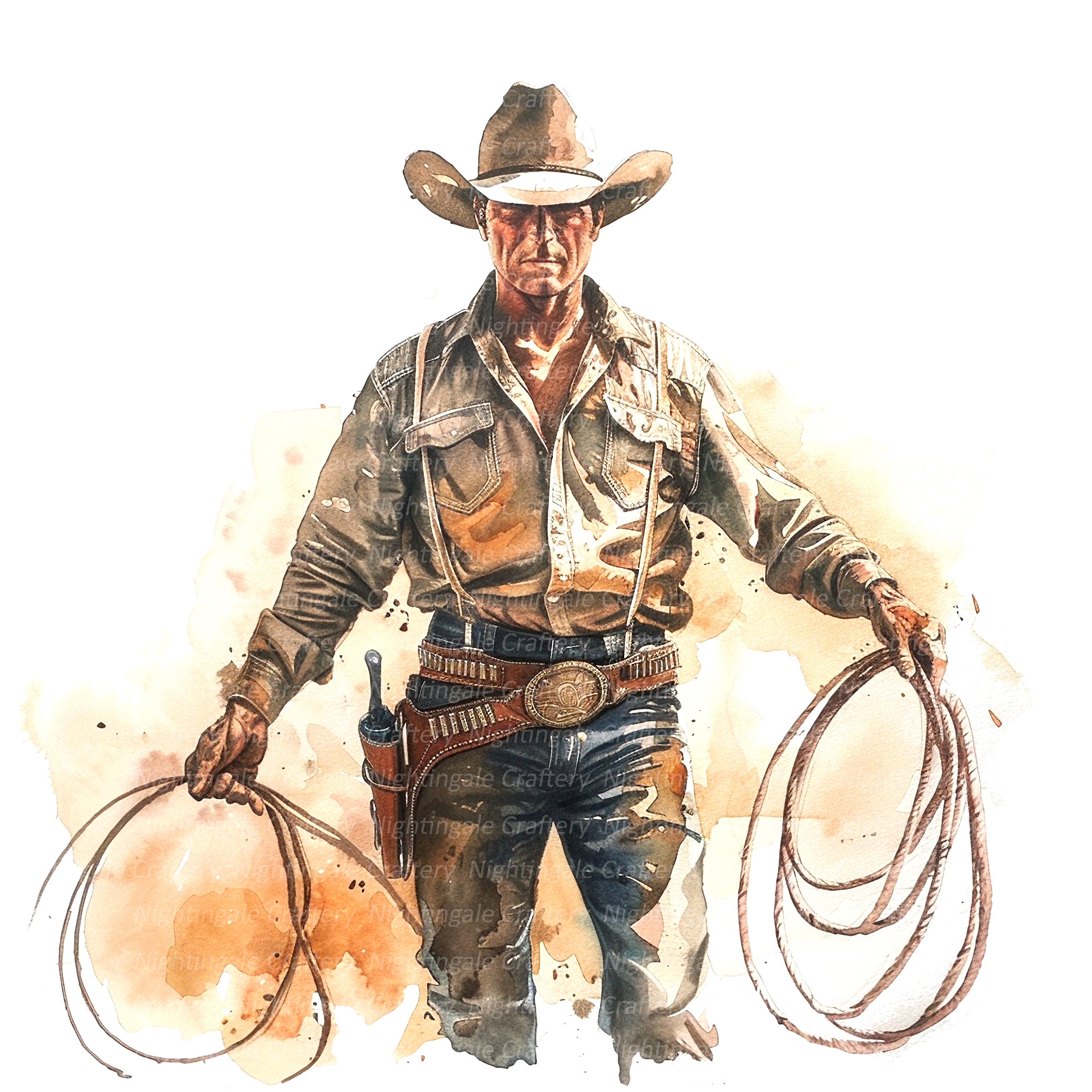 10 カウボーイ クリップアート、投げ縄を持つカウボーイ クリップ