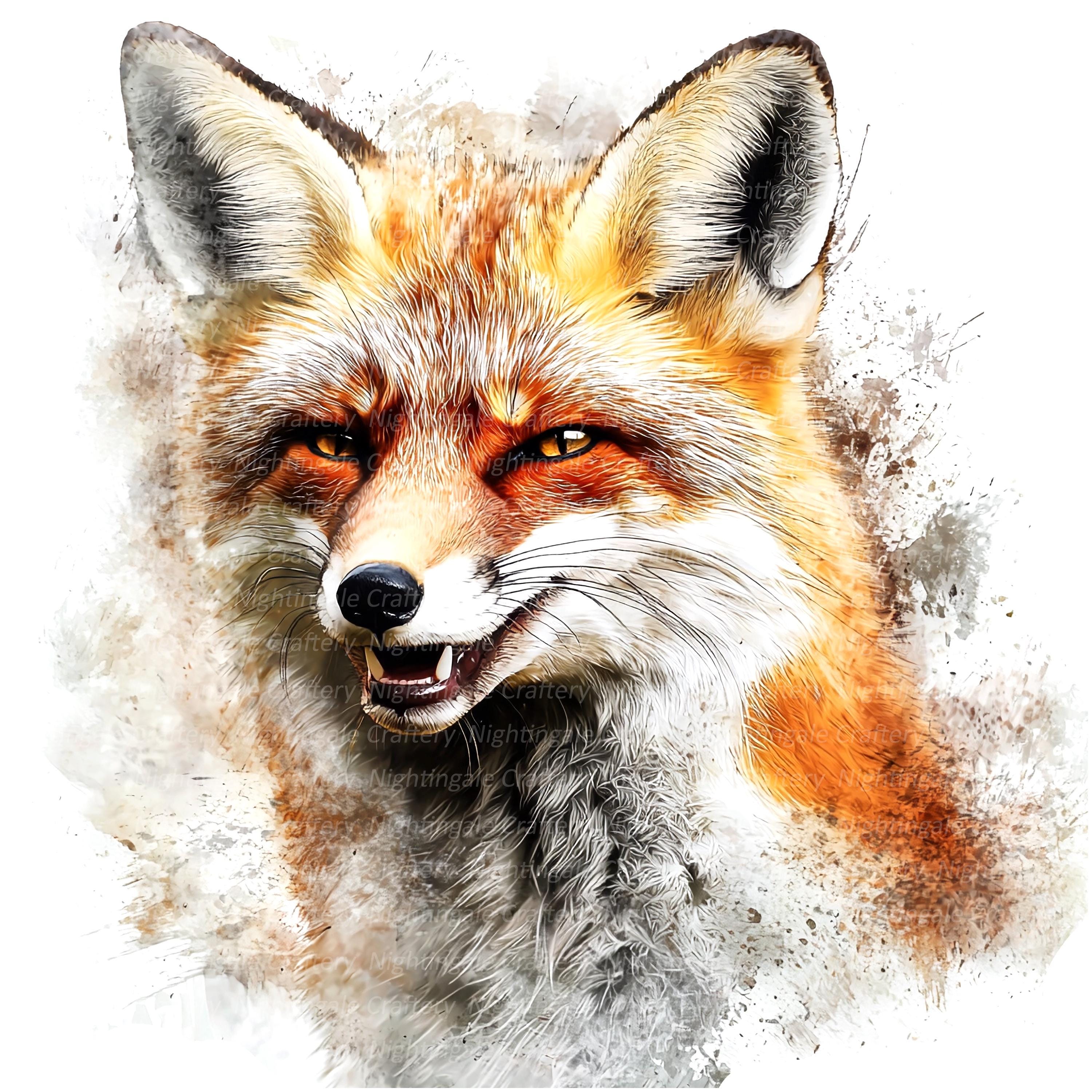 Ceding Fox Fox Close up Clipart, Fox Wall Art, Printable Watercolor Clipart, 10 ...