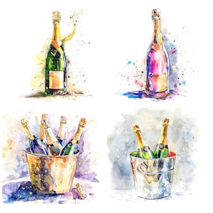 13 Hochzeit Champagner Clipart, Champagner Eimer Clipart, druckbare Aquarell Clipart, hochwertige JPGs, digitaler Download, Papierhandwerk