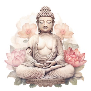 16 The Buddha Clipart, Budismo Clipart, Imágenes Prediseñadas de acuarela imprimible, JPG de alta calidad, Descarga digital, Artesanía de papel, diario basura