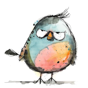 12 wunderliche Vögel Clipart, Cartoon, digitale Clipart, Aquarell Clipart, hochwertige PNGs, druckbare Clipart, digitaler Download, Kunsthandwerk
