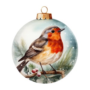 10 cliparts vintage de Noël Robin, clipart aquarelle imprimable, JPG de haute qualité, téléchargement numérique, créations en papier, journal de bordel
