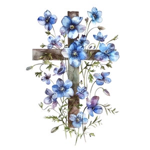 10 cliparts croix, Forget Me Not Clipart, croix florale, clipart aquarelle imprimable, fichiers JPG de haute qualité, téléchargement numérique, créations en papier