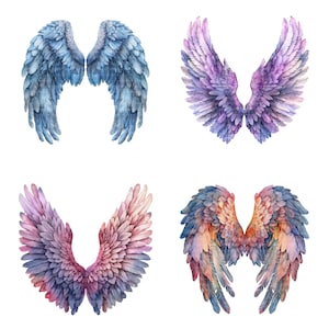 16 Amor Flügel Clipart Set 2, farbige Flügel Clipart, digitale Clipart, Aquarell Clipart, druckbare Clipart, digitaler Download, Papiermodell