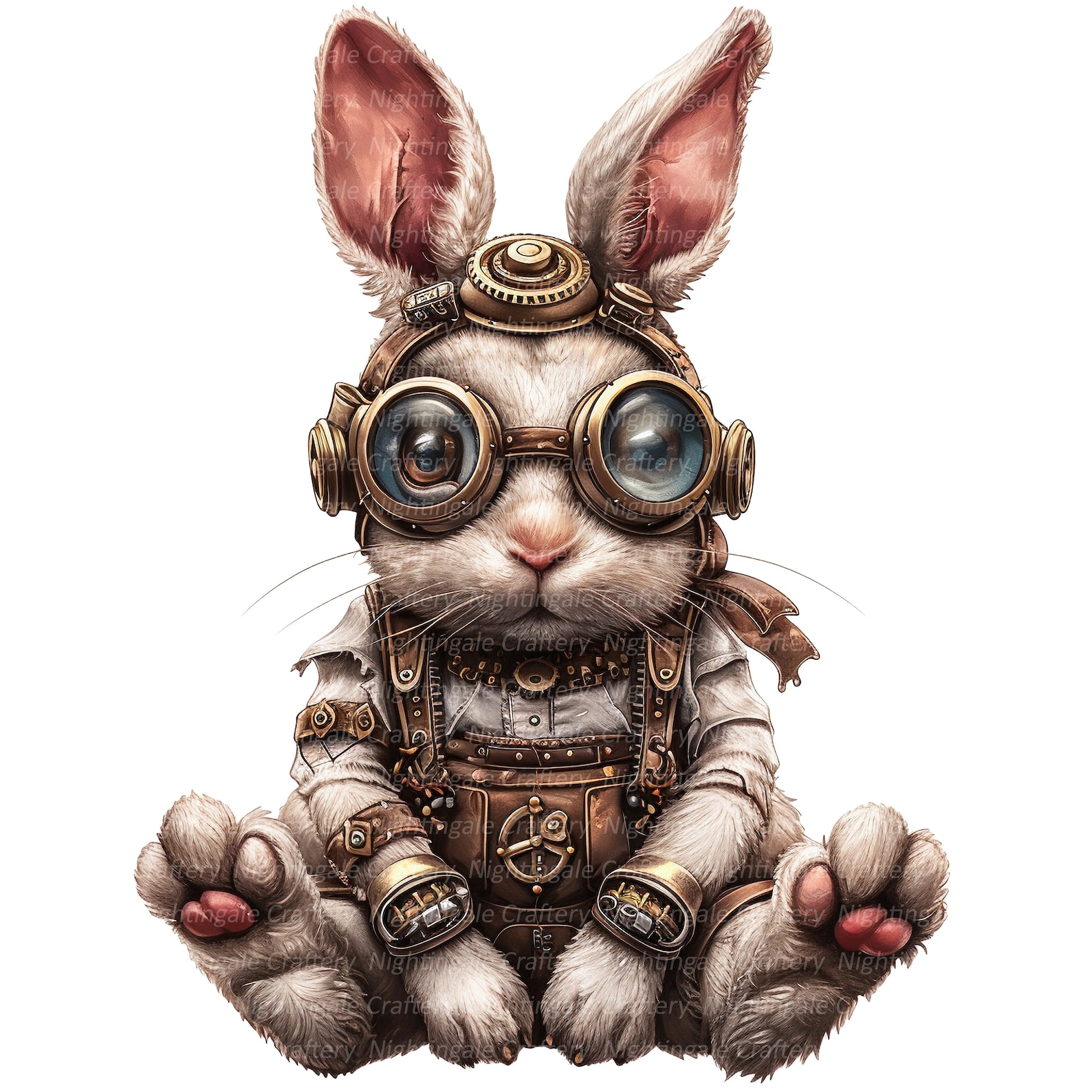 12 Steampunk Bunny Clipart, Steampunk Rabbit, Printable Watercolor ...
