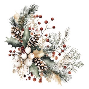 11 Decoração de Natal, Cartão de Natal Boho, Clipart de aquarela para impressão, JPGs de alta qualidade, Download digital, Artesanato em papel, diário de lixo