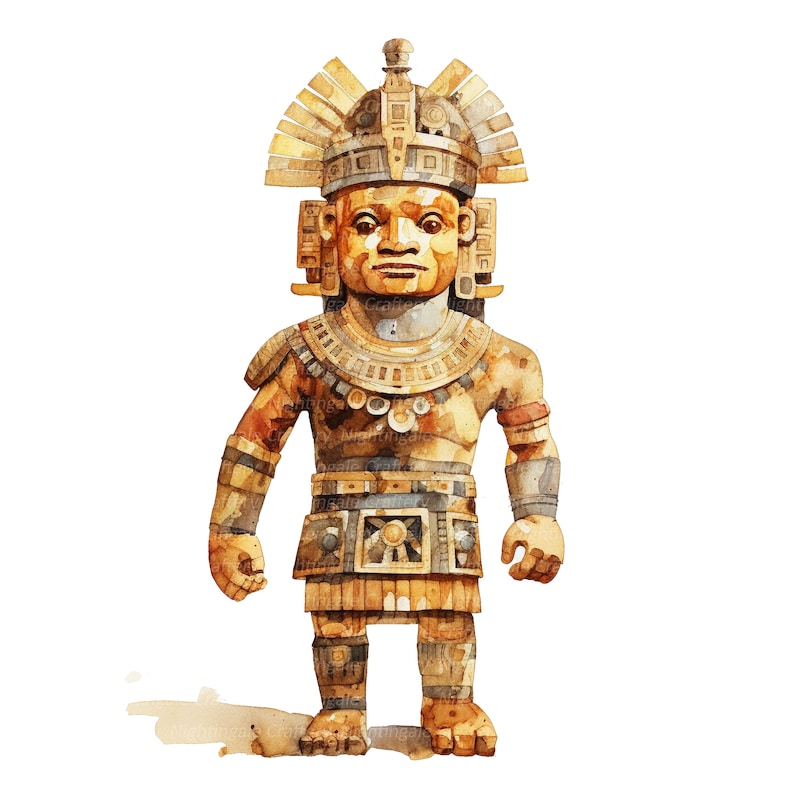 10 Gold Figure of Inca Clipart, Inca Figure, Printable Watercolor ...