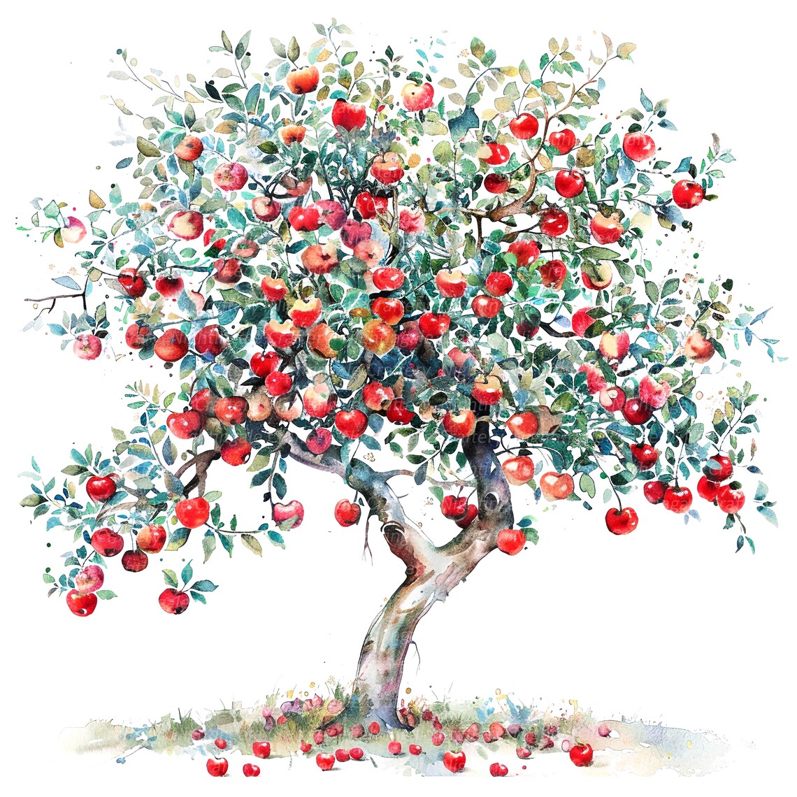 9 Apple Tree Clipart, Appletree Clipart, Apple, Printable Watercolor ...