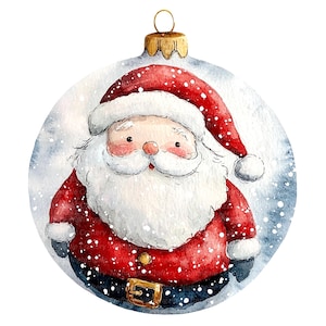 10 Santa Bauble Clipart, Christmas Bauble Clipart, Printable Watercolor clipart, JPGs de alta qualidade, Download digital, Paper craft, diários