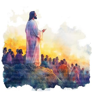 Clipart predicazione di Gesù Cristo, Clipart pasquale, Clipart acquerello stampabile, 9 JPG di alta qualità, Download digitale, Carta artigianale, diari